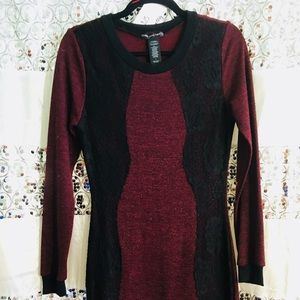 New Maroon and Black sweater dress